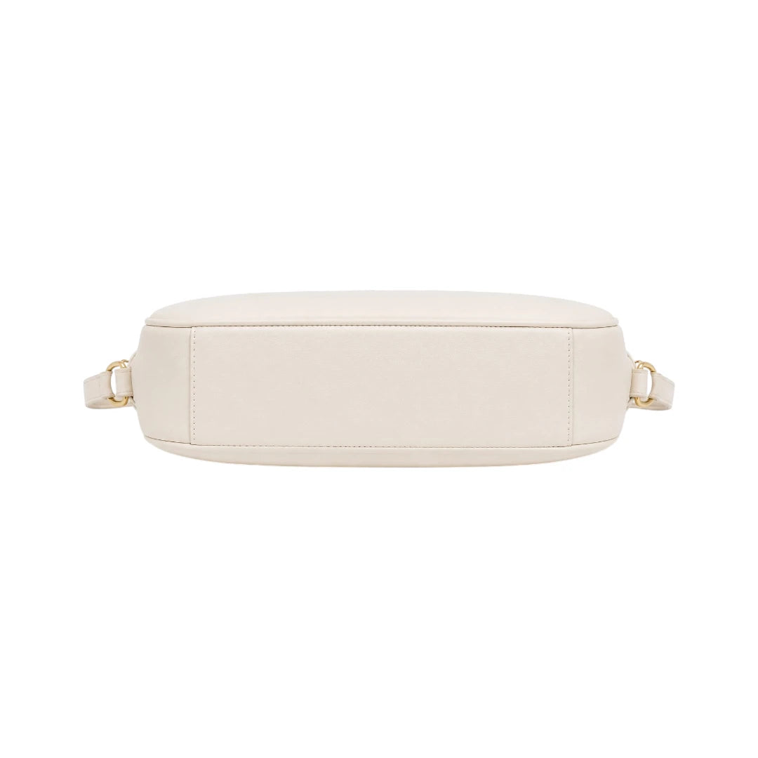 Torsed White Crescent Leather Everyday Shoulder Bag
