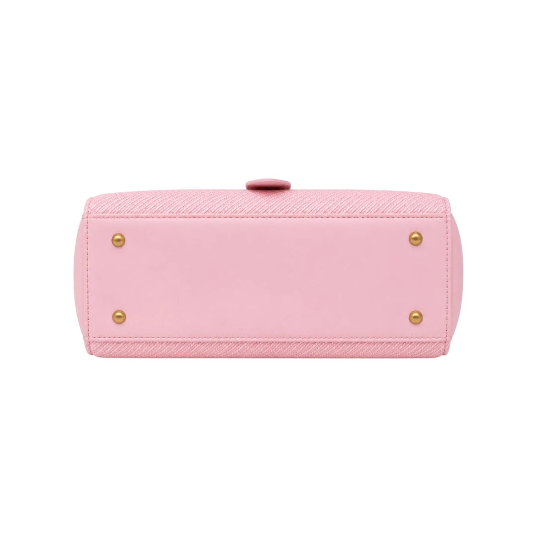 Torsed Pink Textured Flap Accent Leather Handbag