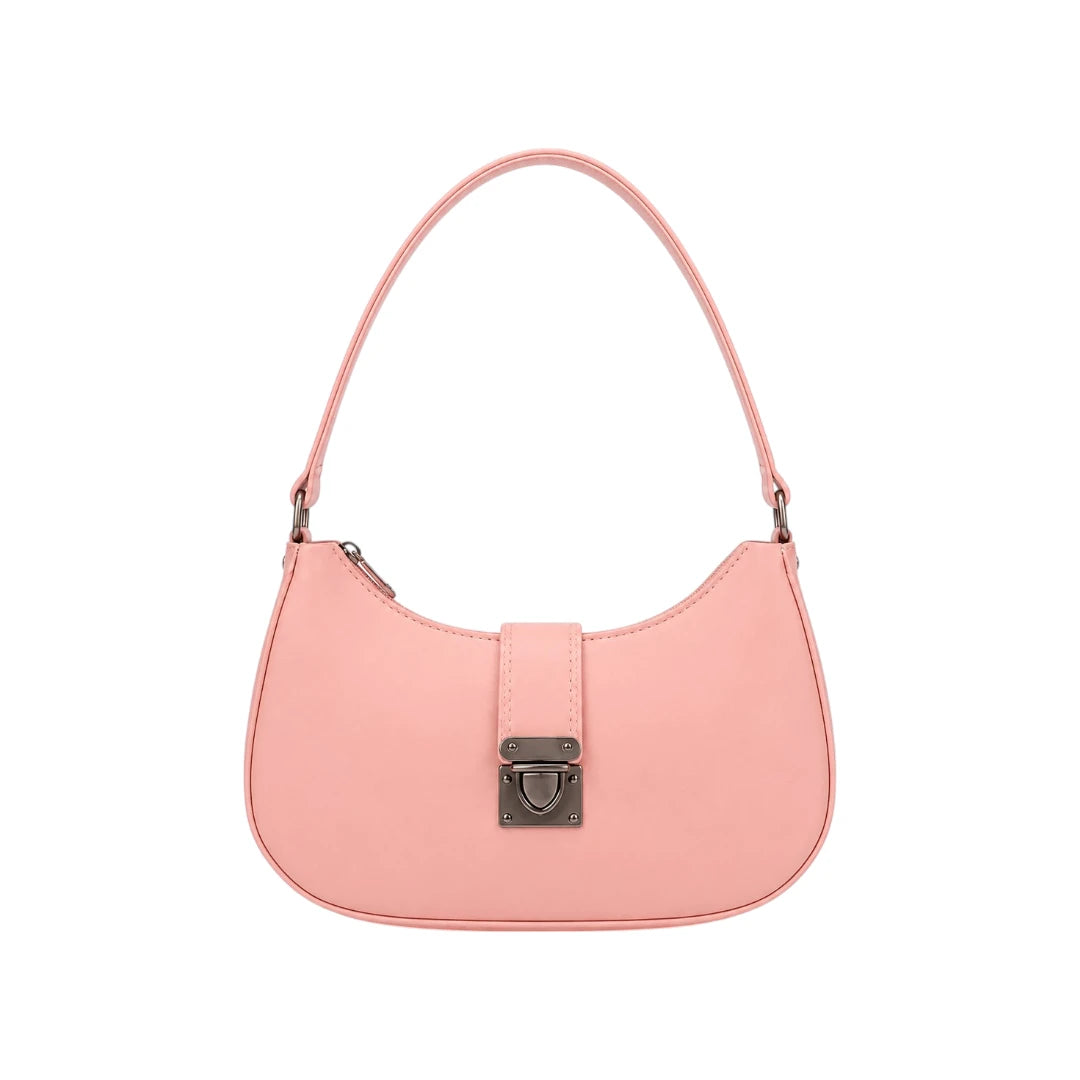 Torsed Pink Turn Lock Leather Shoulder Bag