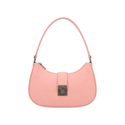 Torsed Pink Turn Lock Leather Shoulder Bag