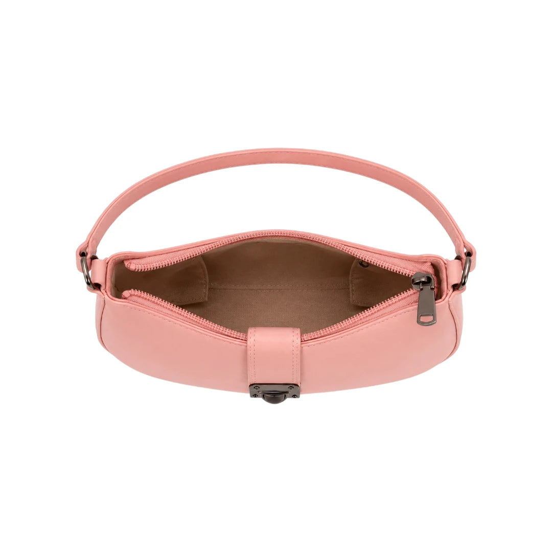 Torsed Pink Turn Lock Leather Shoulder Bag