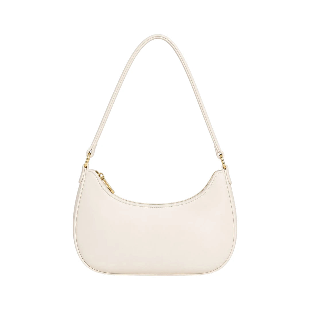 Torsed White Crescent Leather Everyday Shoulder Bag