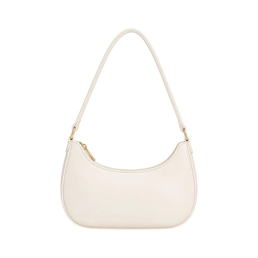 Torsed White Crescent Leather Everyday Shoulder Bag