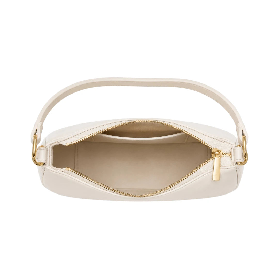 Torsed White Crescent Leather Everyday Shoulder Bag